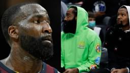 Kendrick Perkins (L), James Harden Kevin Durant (R)