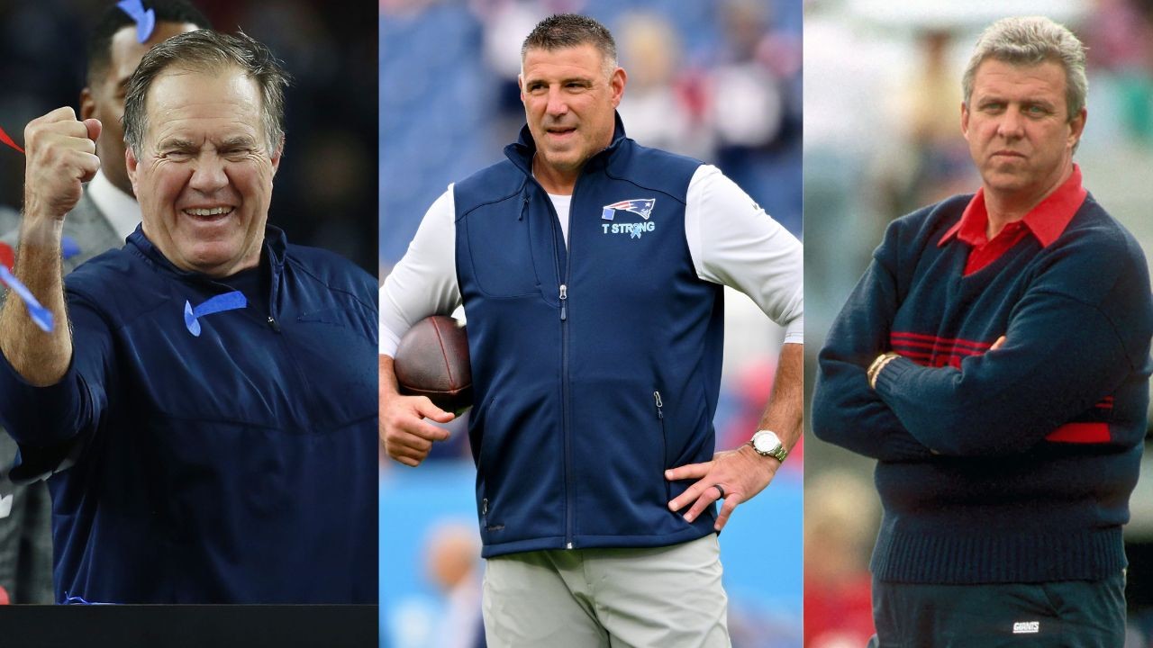Bill Belichick, Mike Vrabel, Bill Parcells Bill Belichick (L), Mike Vrabel (M), Bill Parcells (R); Credit - USA TODAY Sports