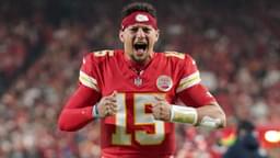 Kansas City Chiefs quarterback Patrick Mahomes (15) reacts prior to the game against the Washington Commanders at GEHA Field at Arrowhead Stadium.