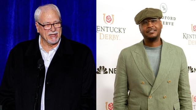 Phil Jackson (L), Carmelo Anthony (R)