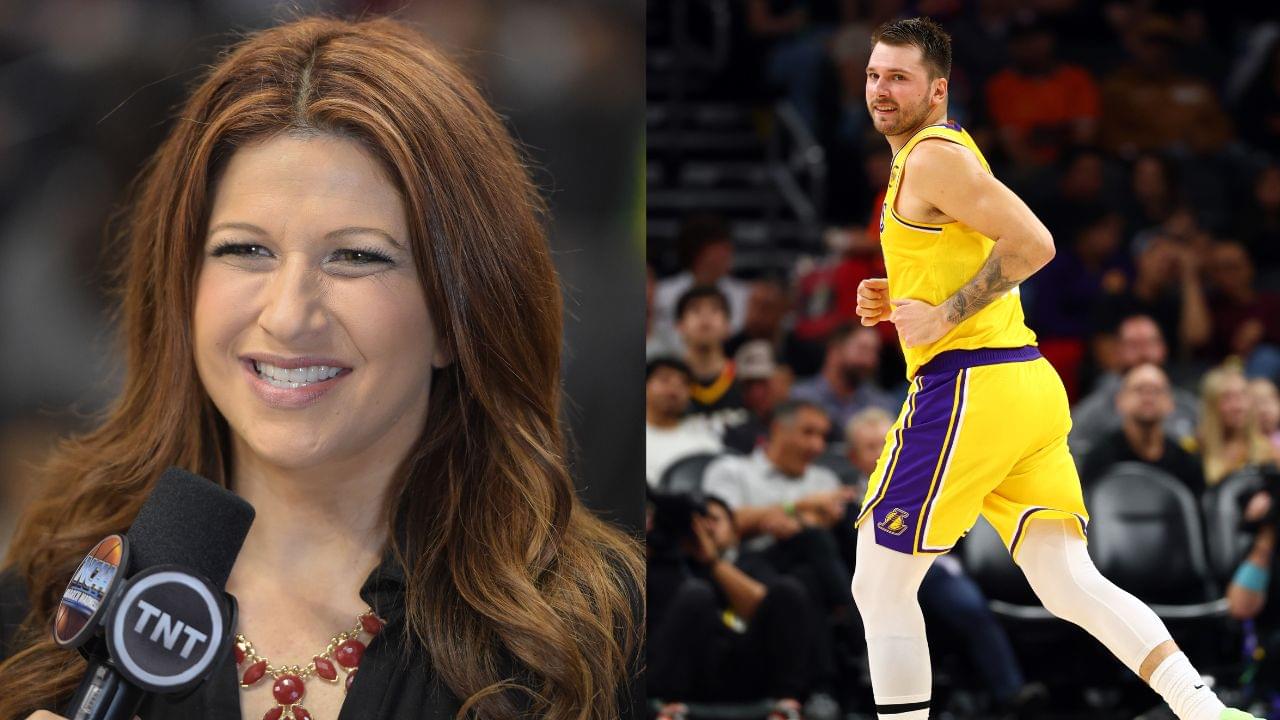 Rachel Nichols (L), Luka Doncic (R)