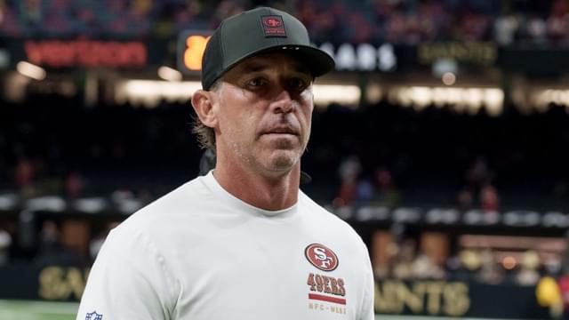 an Francisco 49ers head coach Kyle Shanahan leaves the field at the end of game against the New Orleans Saints at Caesars Superdome.