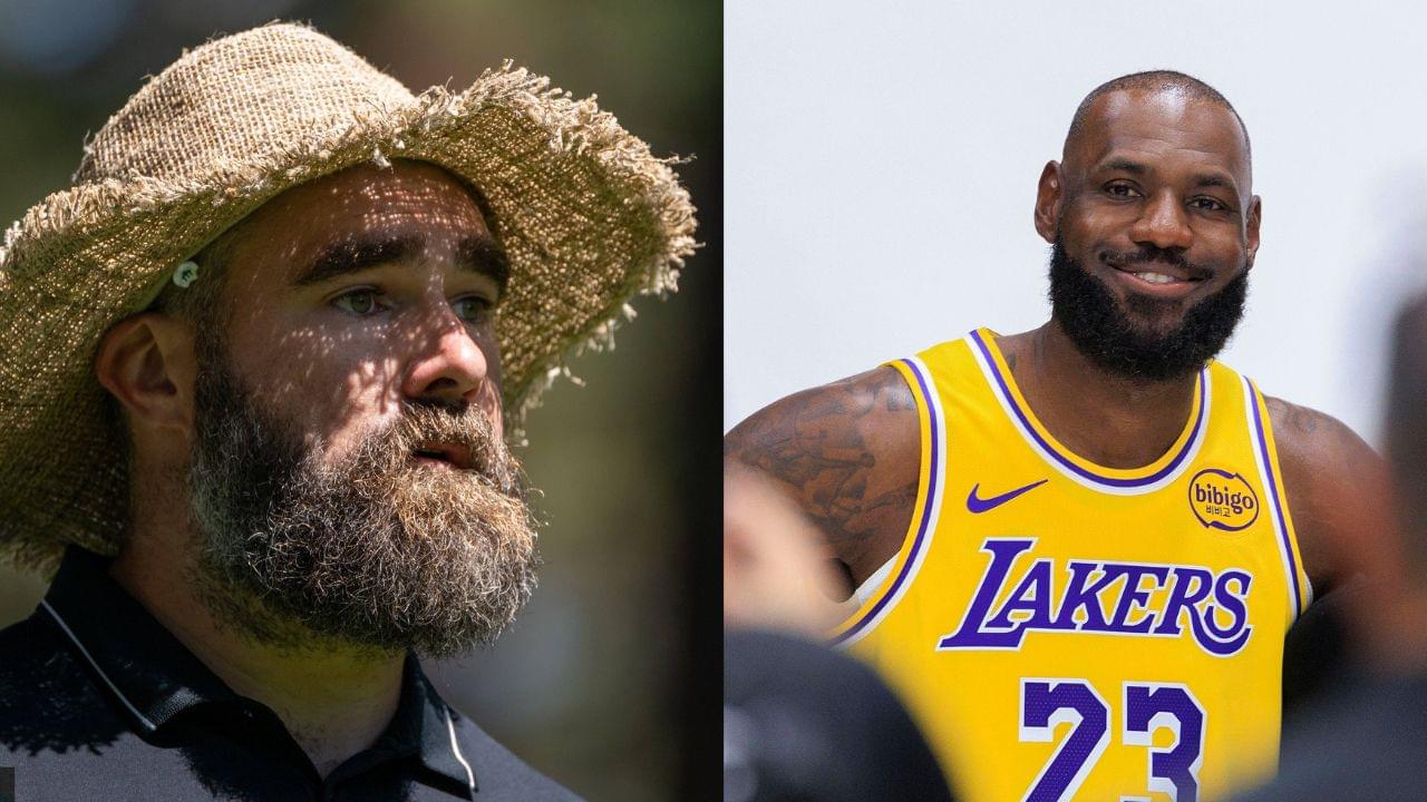 Jason Kelce (L), LeBron James (R)
