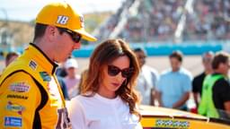 Nov 10, 2019; Avondale, AZ, USA; NASCAR Cup Series driver Kyle Busch (left) and wife Samantha Busch during the Bluegreen Vacations 500 at ISM Raceway