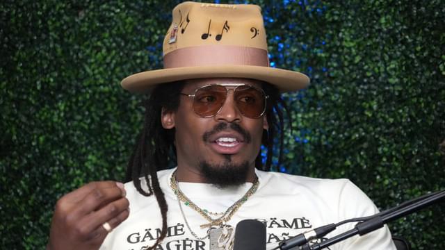 Cam Newton on Radio Row at the Super Bowl LIX media center.