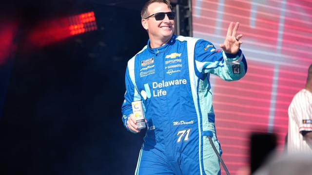 Aug 31, 2025; Darlington, South Carolina, USA; NASCAR Cup Series driver Michael McDowell (71) during the Cookouts Southern 500 at Darlington Raceway.