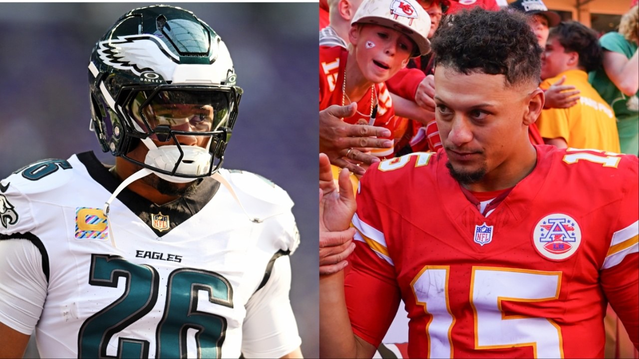 Saquon Barkley, Patrick Mahomes Saquon Barkley (left), Patrick Mahomes (right); Image Credit: USA TODAY Sports