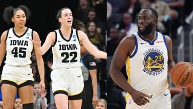 (L) Hannah Stuelke and Caitlin Clark (R) Draymond Green