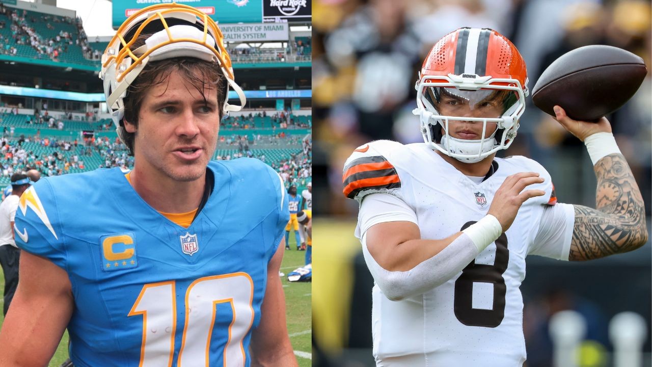 Justin Herbert and Dillon Gabriel Justin Herbert (left) and Dillon Gabriel (right) / Credit - USA TODAY Sports