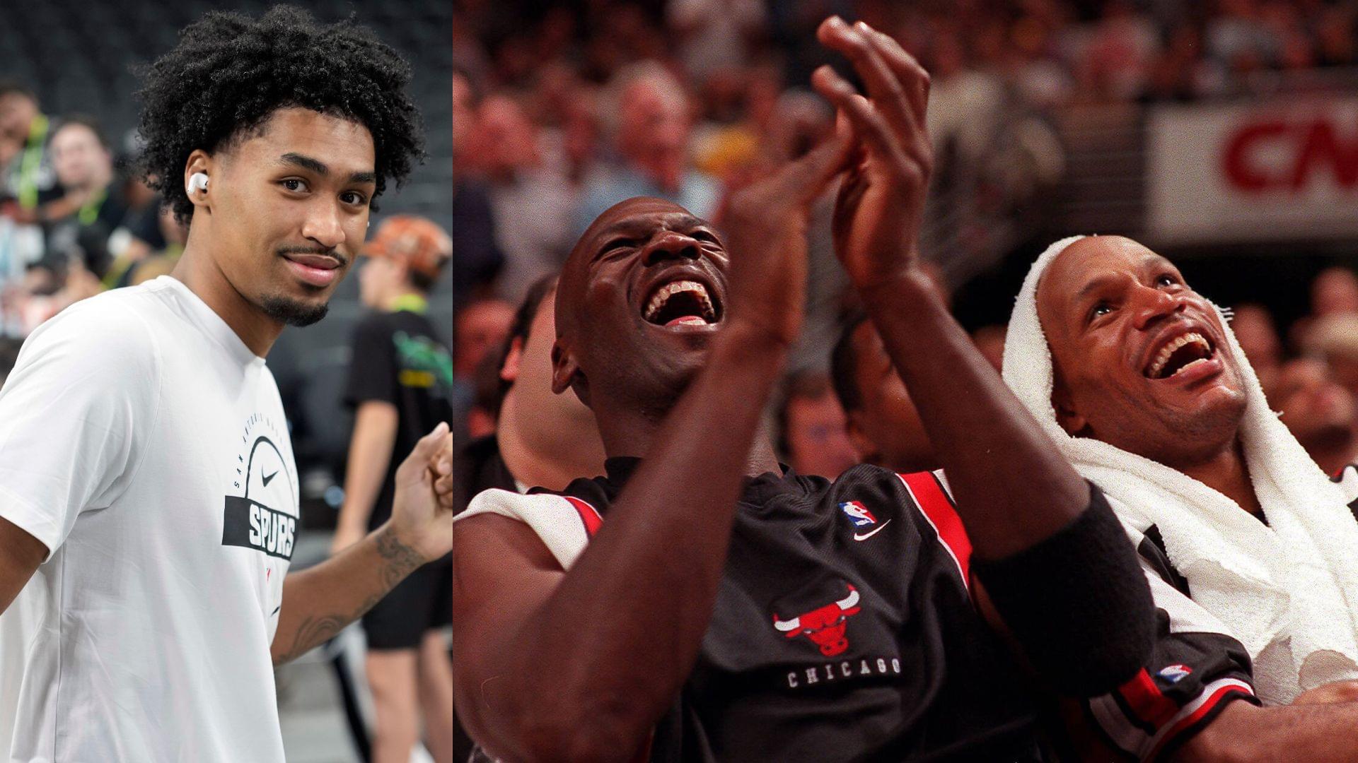Dylan Harper (L) and Michael Jordan and Ron Harper (R)