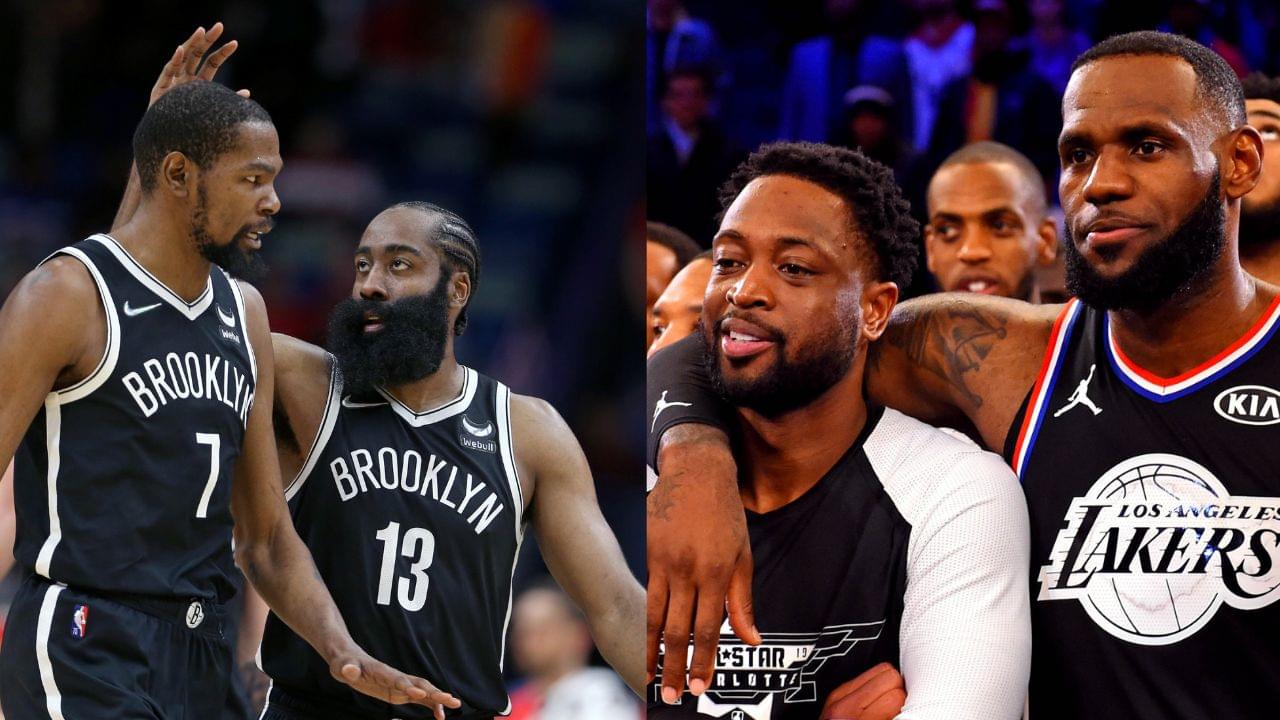 Kevin Durant, James Harden (L), Dwyane Wade, LeBron James (R)