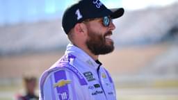 Oct 11, 2025; Las Vegas, Nevada, USA; NASCAR Cup Series driver Ross Chastain (1) during qualifying for the South Point 400 at Las Vegas Motor Speedway.