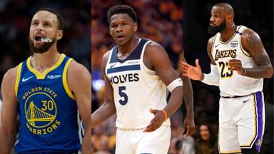 Stephen Curry(L), Anthony Edwards(Center), and LeBron James(R)