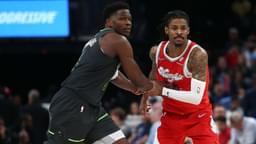Apr 10, 2025; Memphis, Tennessee, USA; Minnesota Timberwolves guard Anthony Edwards (5) and Memphis Grizzlies guard Ja Morant (12) battle for position during the third quarter at FedExForum.