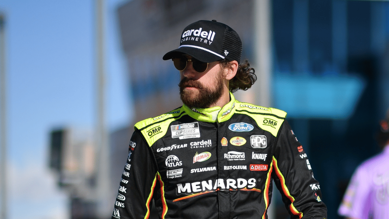 Oct 11, 2025; Las Vegas, Nevada, USA; NASCAR Cup Series driver Ryan Blaney (12) during qualifying for the South Point 400 at Las Vegas Motor Speedway. Mandatory Credit: Gary A. Vasquez-Imagn Images