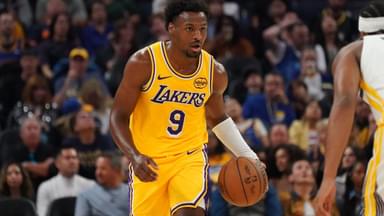Los Angeles Lakers guard Bronny James (9) dribbles upcourt against the Golden State Warriors in the second quarter at Chase Center.