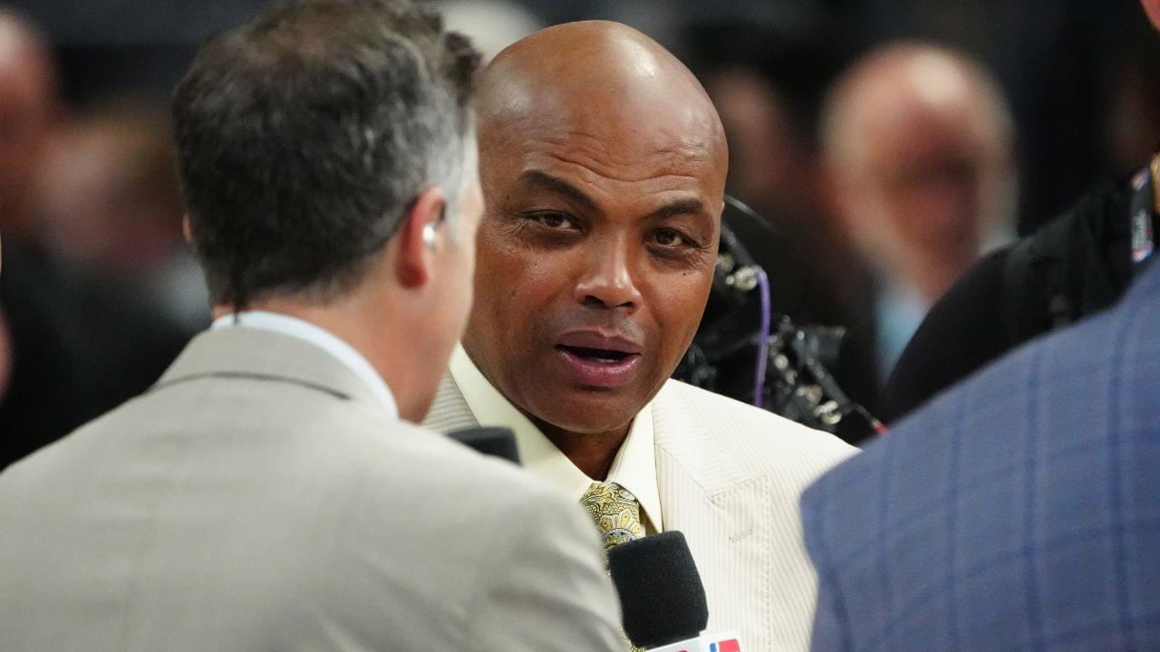 TNT sports analyst Charles Barkley speaks before game two between the Miami Heat and the Denver Nuggets in the 2023 NBA Finals at Ball Arena.