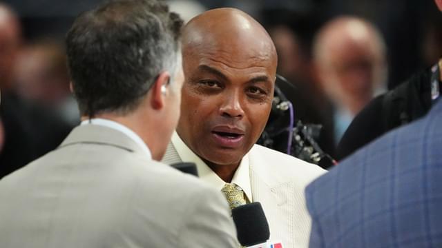 TNT sports analyst Charles Barkley speaks before game two between the Miami Heat and the Denver Nuggets in the 2023 NBA Finals at Ball Arena.