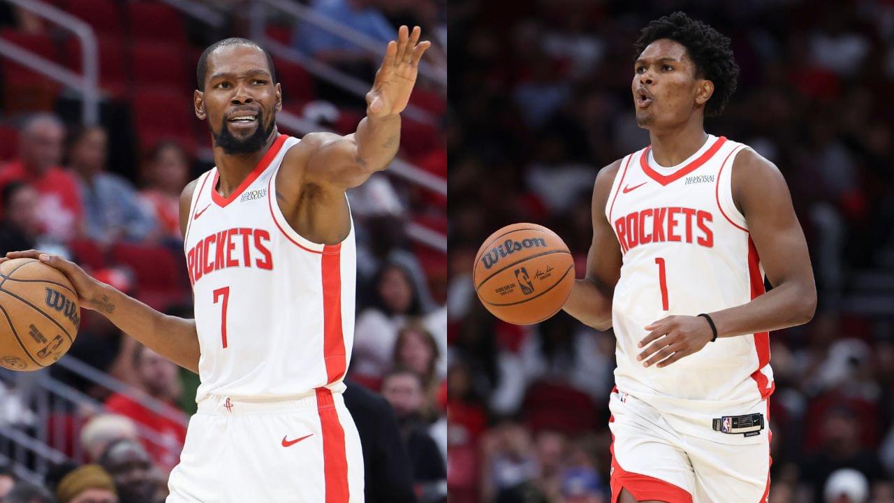Kevin Durant(L) and Amen Thompson(R)