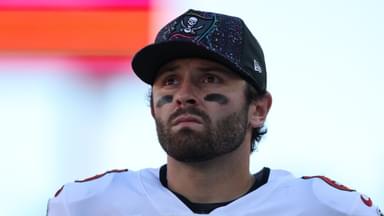 Tampa Bay Buccaneers quarterback Baker Mayfield (6) stands on the field during the second quarter against the San Francisco 49ers at Raymond James Stadium.