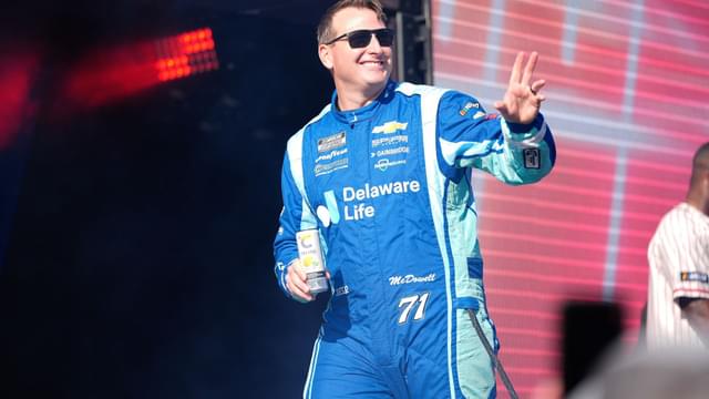 Aug 31, 2025; Darlington, South Carolina, USA; NASCAR Cup Series driver Michael McDowell (71) during the Cookouts Southern 500 at Darlington Raceway.
