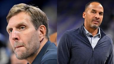 Dirk Nowitzki (L), Nico Harrison (R)