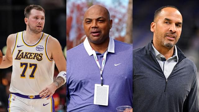 Luka Doncic(L), Charles Barkley(Center), and Nico Harrison