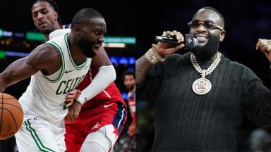 Jaylen Brown(L) and Rick Ross(R)