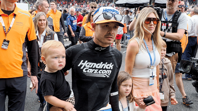 Arrow McLaren/Rick Hendrick driver Kyle Larson (17) walks through pit lane with his family Sunday, May 26, 2024, during the 108th running of the Indianapolis 500 at Indianapolis Motor Speedway. © Bob Goshert/For IndyStar / USA TODAY NETWORK