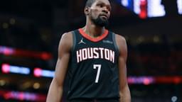 Nov 21, 2025; Houston, Texas, USA; Houston Rockets forward Kevin Durant (7) reacts after a play during the fourth quarter against the Denver Nuggets at Toyota Center.