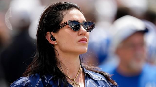 Carlie Irsay-Gordon walks the sideline Saturday, Aug. 23, 2025, ahead of a game against the Cincinnati Bengals at Paycor Stadium in Cincinnati.