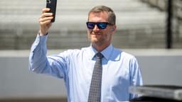 Jul 31, 2022; Indianapolis, Indiana, USA; Dale Earnhardt Jr. before the Verizon 200 at the Indianapolis Motor Speedway Road Course.