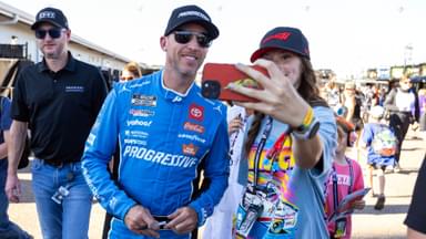 Nov 1, 2025; Avondale, Arizona, USA; NASCAR Cup Series driver Denny Hamlin (11) during qualifying for the NASCAR Championship race at Phoenix Raceway