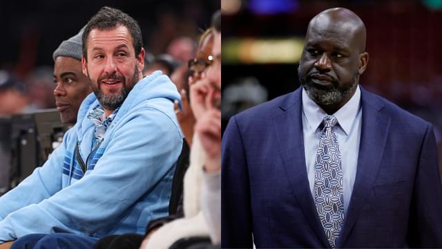 Adam Sandler(L) and Shaquille O'Neal (R)