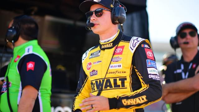 Nov 1, 2025; Avondale, Arizona, USA; NASCAR Cup Series driver Christopher Bell (20) during qualifying at Phoenix Raceway.