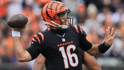 Cincinnati Bengals quarterback Joe Flacco (16) throws a pass against the Chicago Bears during the second quarter at Paycor Stadium.