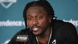 Philadelphia Eagles wide receiver A.J. Brown (11) addresses media during training camp at NovaCare Complex.