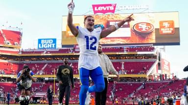 Los Angeles Rams wide receiver Puka Nacua (12) celebrates after the game against the San Francisco 49ers at Levi's Stadium.