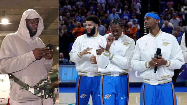 (L) Draymond Green (R) Kenrich Williams Jalen Williams, Shai Gilgeous-Alexander