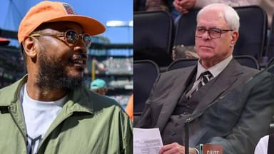 Carmelo Anthony (L), Phil Jackson (R)