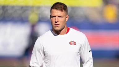 San Francisco 49ers running back Christian McCaffrey (23) warms up before a week 9 game between New York Giants and San Francisco 49ers at MetLife Stadium on Sunday, Nov. 2, 2025.