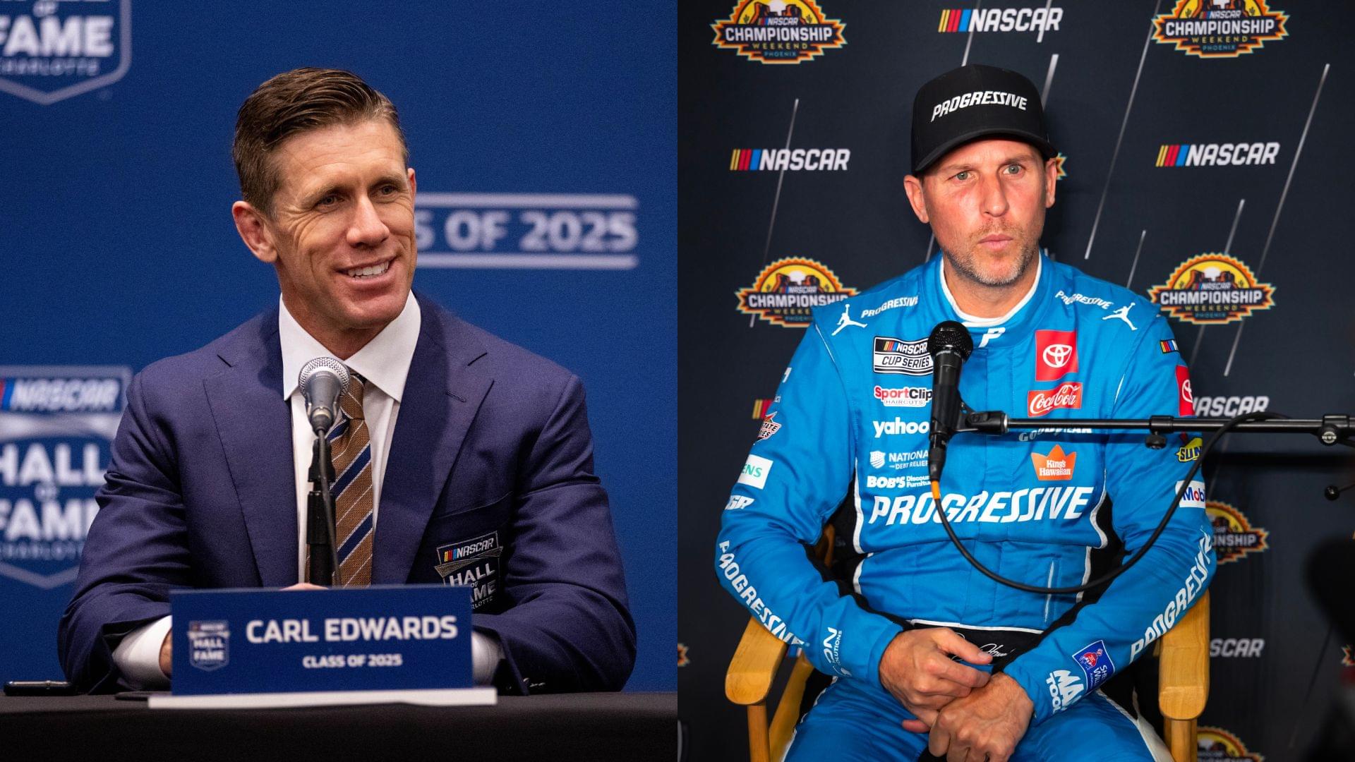 Carl Edwards (L) and Denny Hamlin (R)