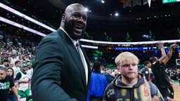 Shaquille O'Neal greets fans before the game between the Boston Celtics and the Dallas Mavericks in game one of the 2024 NBA Finals at TD Garden