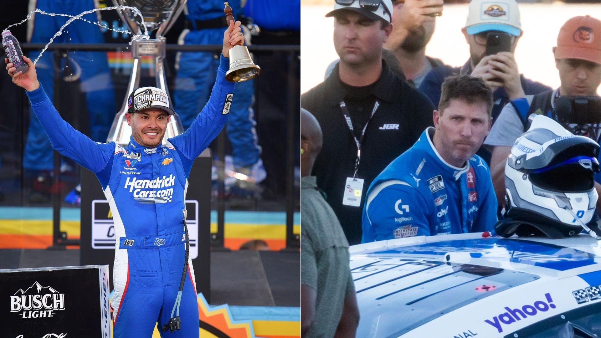 Kyle Larson (L) and Denny Hamlin (R)