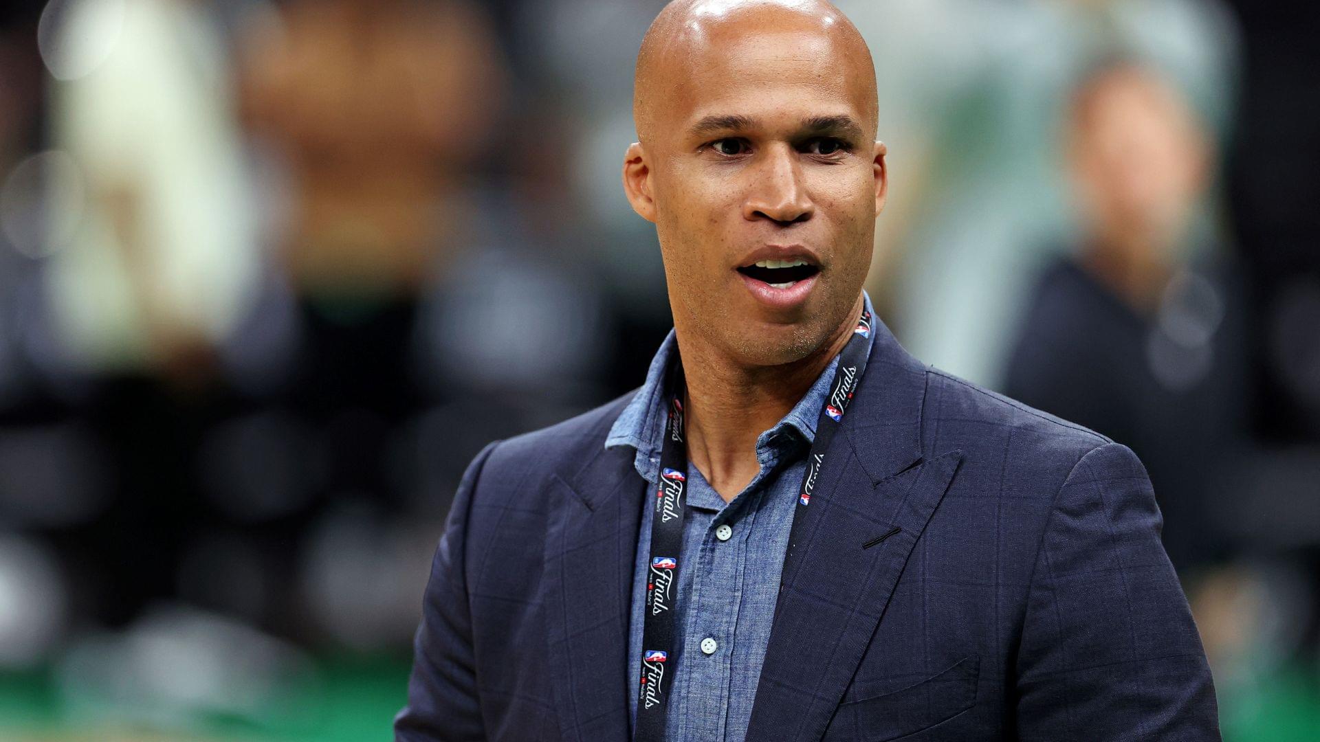 Jun 5, 2024; Boston, MA, USA; TV analyst and former player Richard Jefferson during the NBA Finals Media Day at TD Garden