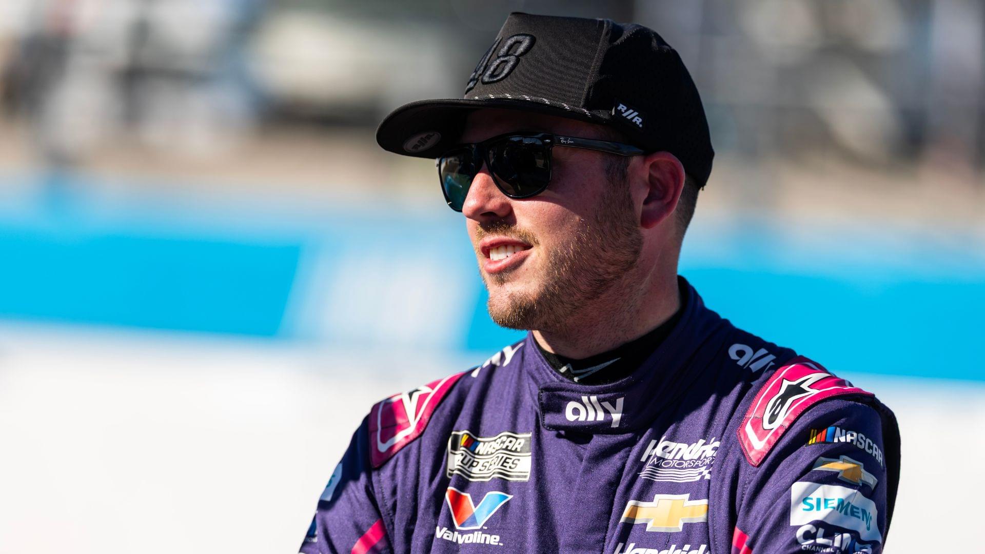 Nov 1, 2025; Avondale, Arizona, USA; NASCAR Cup Series driver Alex Bowman (48) during qualifying for the NASCAR Championship race at Phoenix Raceway.