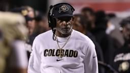 Colorado Buffaloes head coach Deion Sanders looks on during a time out in the game against the Utah Utes during the second quarter at Rice-Eccles Stadium.