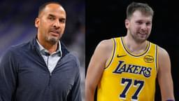 Nico Harrison (L), Luka Doncic (R)