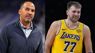 Nico Harrison (L), Luka Doncic (R)