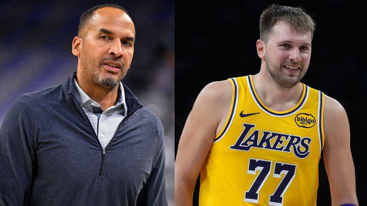 Nico Harrison (L), Luka Doncic (R)